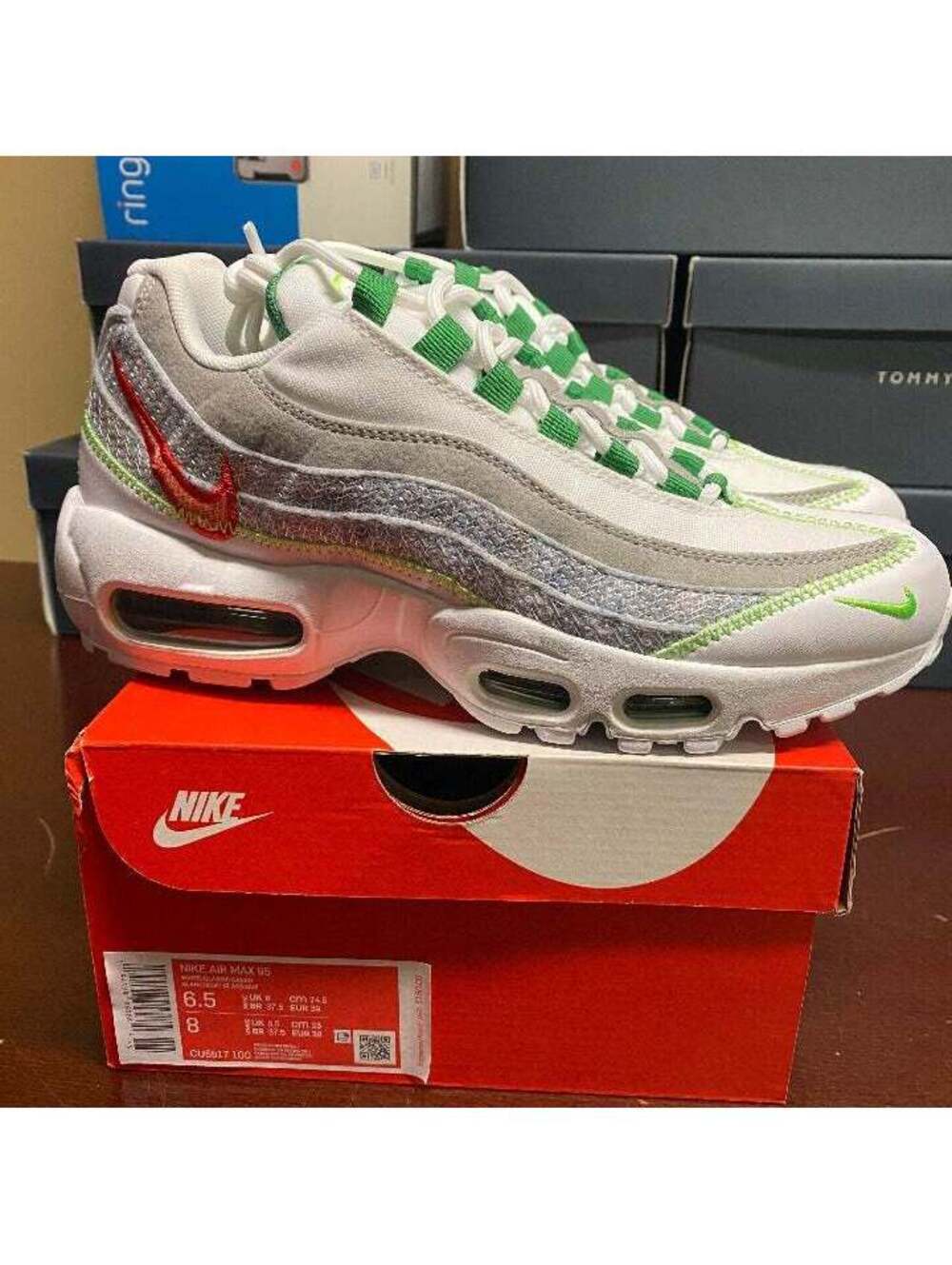 Nike Unisex White Green Air Max 95 CU5517 100 Lace Up Sneaker Shoes Size M6.5 W8